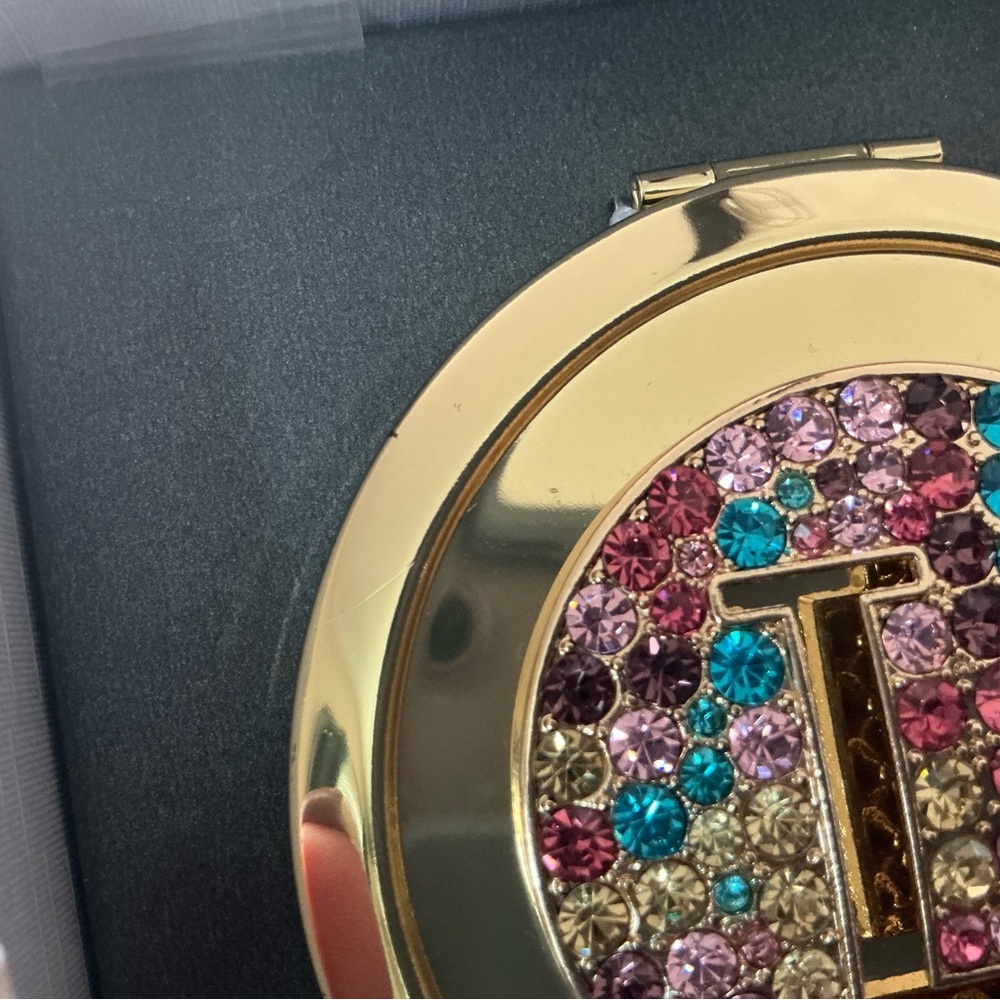NWT MIXIT Luxe Monet JCPenney L Gold Multicolor Rhinestone Compact Mirror - Picture 7 of 9
